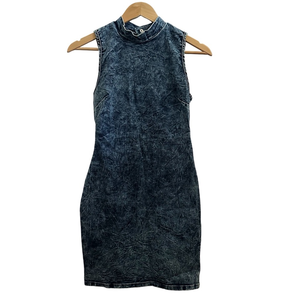 NWT Forever 21 Open Back 90s Distressed Denim Mini Dress